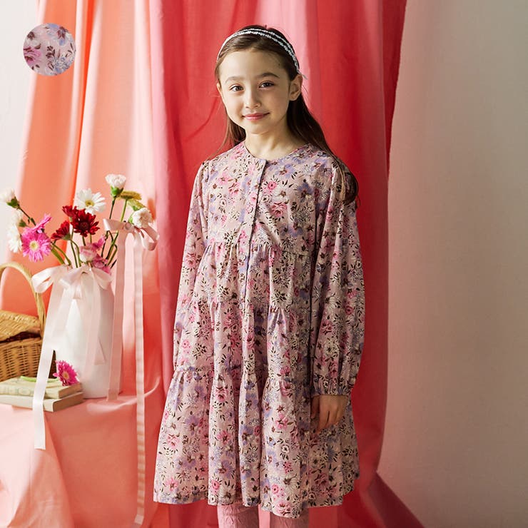 花柄ティアード前開きワンピース | こどもの森e-shop | 詳細画像1 