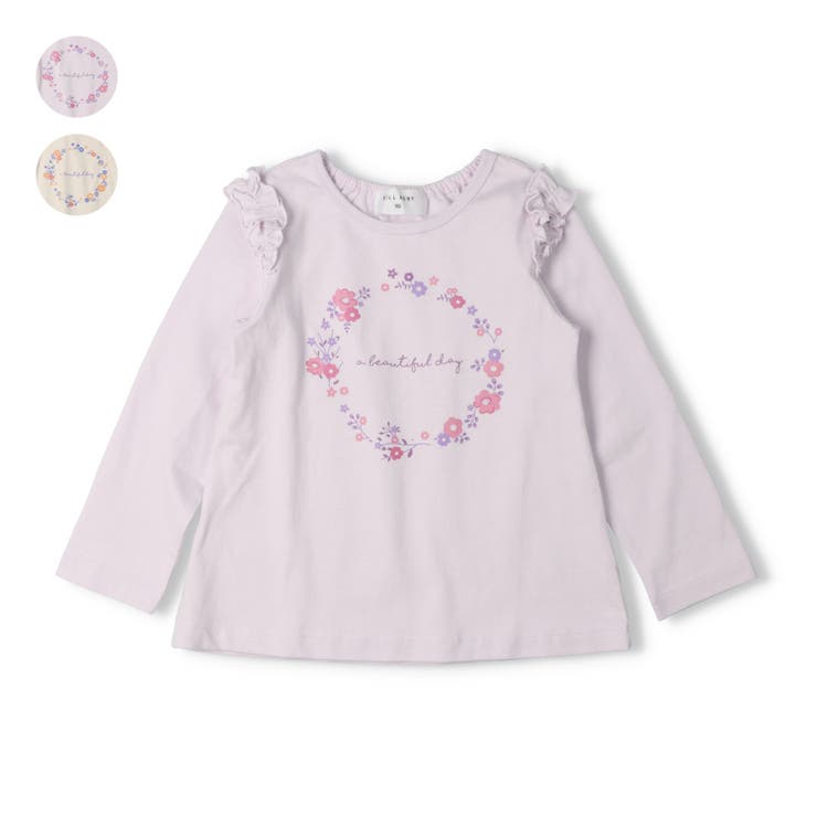 【WEB限定】お花ロゴプリント肩フリル長袖Ｔシャツ | こどもの森e-shop | 詳細画像1 