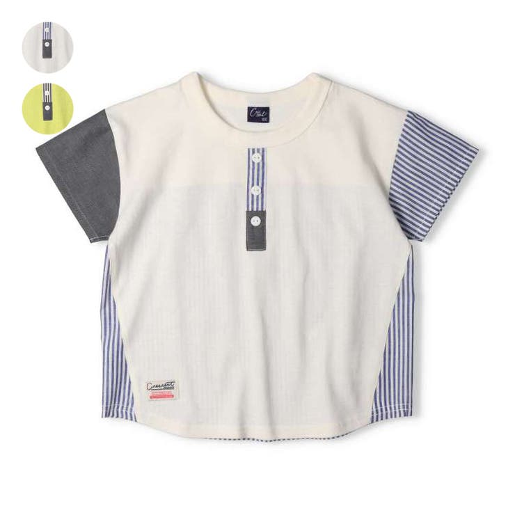 ヘンリーネック風異素材切替半袖Tシャツ 80cm～130cm N32808 | こどもの森e-shop | 詳細画像1 