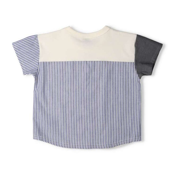 【子供服】crescent(クレセント)ヘンリーネック風異素材切替半袖Tシャツ80cm～130cmN32808
