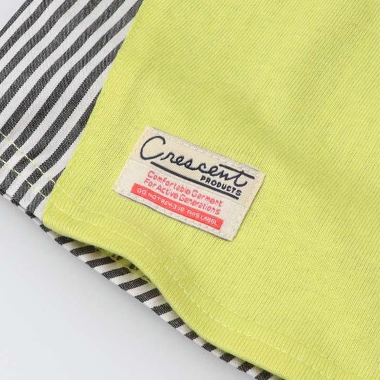 【子供服】crescent(クレセント)ヘンリーネック風異素材切替半袖Tシャツ80cm～130cmN32808