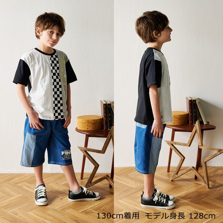 子供服crescent(クレセント)縦切替ロゴプリント半袖Ｔシャツ80cm～130cmN3489