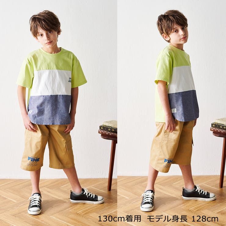 子供服crescent(クレセント)ロゴプリントツイル・デニムハーフパンツ80cm～130cmN3519
