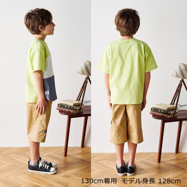 子供服crescent(クレセント)ロゴプリントツイル・デニムハーフパンツ80cm～130cmN3519