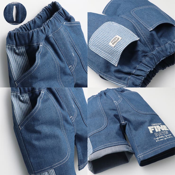 子供服crescent(クレセント)ロゴプリントツイル・デニムハーフパンツ80cm～130cmN3519
