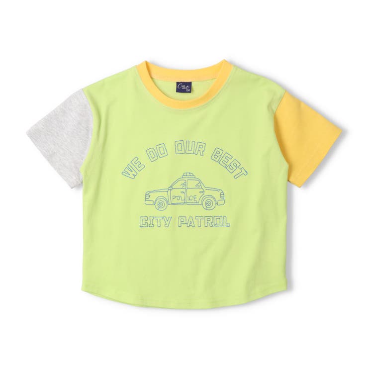 イエローグリーン | 車・恐竜刺繍Ｔシャツ | こどもの森e-shop