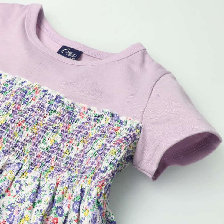 小花柄切替半袖Ｔシャツ[品番：MTIK0004923]｜こどもの森e-shop
