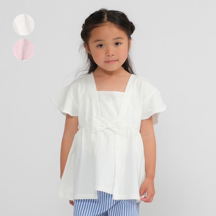 crescent リボン付き無地チュニックTシャツ 80cm[品番：MTIK0005064 
