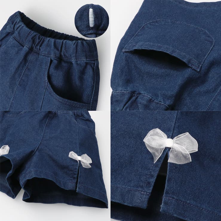 リボン・レースデニムショートパンツ 80cm～140cm N43116[品番