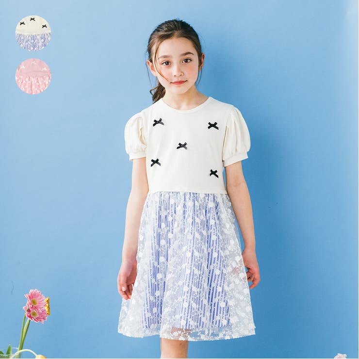リボン付チュールスカート半袖ワンピース | こどもの森e-shop | 詳細画像1 