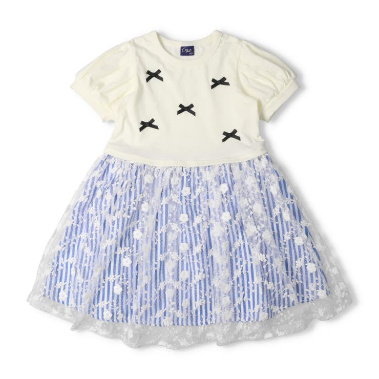 子供服crescent(クレセント)リボン付チュールスカート半袖ワンピース80cm～130cmN4439