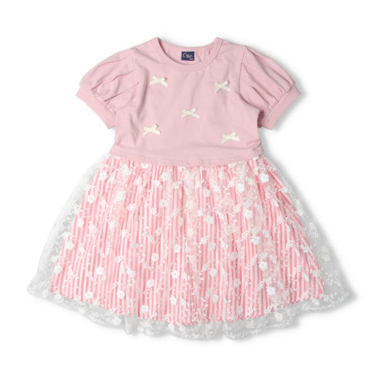 子供服crescent(クレセント)リボン付チュールスカート半袖ワンピース80cm～130cmN4439