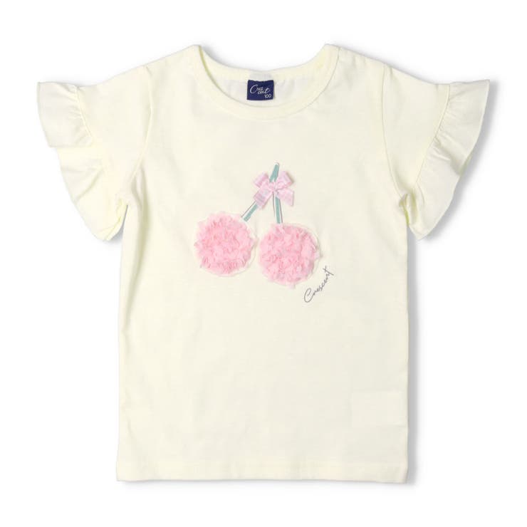 子供服crescent(クレセント)シフォン刺繍フルーツ半袖Ｔシャツ80cm～130cmN4489