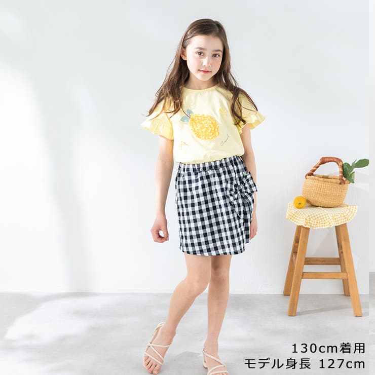 子供服crescent(クレセント)シフォン刺繍フルーツ半袖Ｔシャツ80cm～130cmN4489