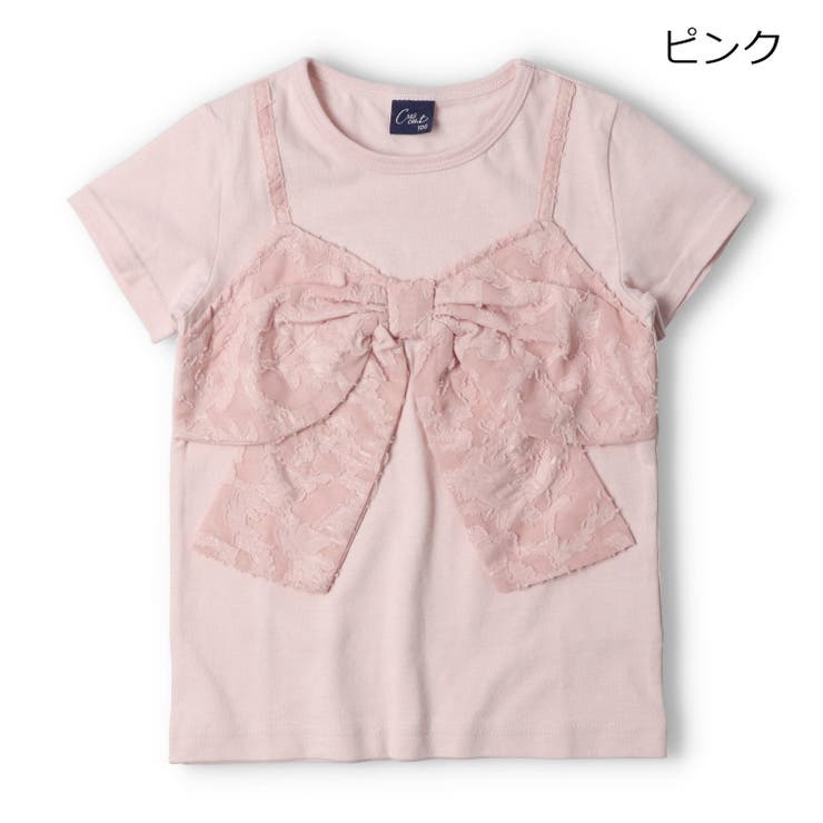 ピンク | リボンデザイン半袖Ｔシャツ | こどもの森e-shop
