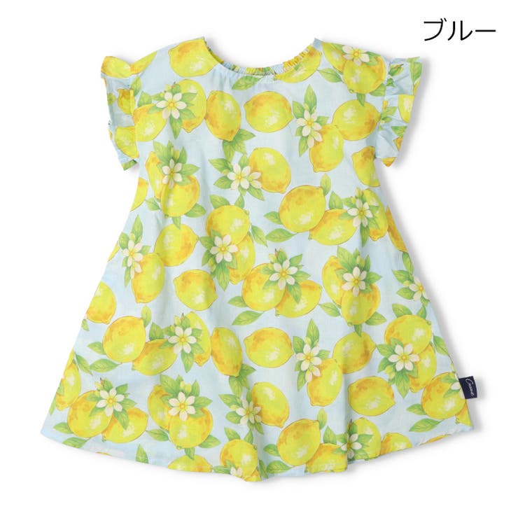 ブルー | ひまわり・フルーツ柄ワンピース | こどもの森e-shop