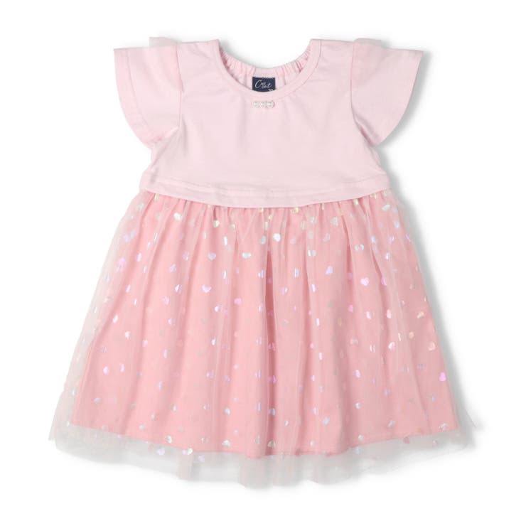 ピンク | ハート柄チュールスカート半袖ワンピース | こどもの森e-shop