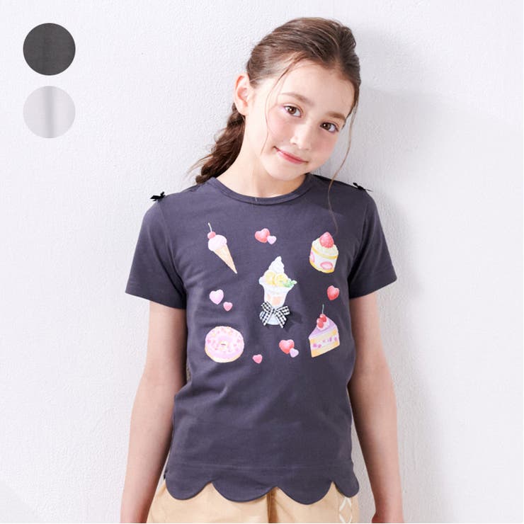 リボン付スイーツプリントＴシャツ | こどもの森e-shop | 詳細画像1 