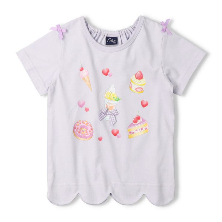 ラベンダー | リボン付スイーツプリントＴシャツ | こどもの森e-shop