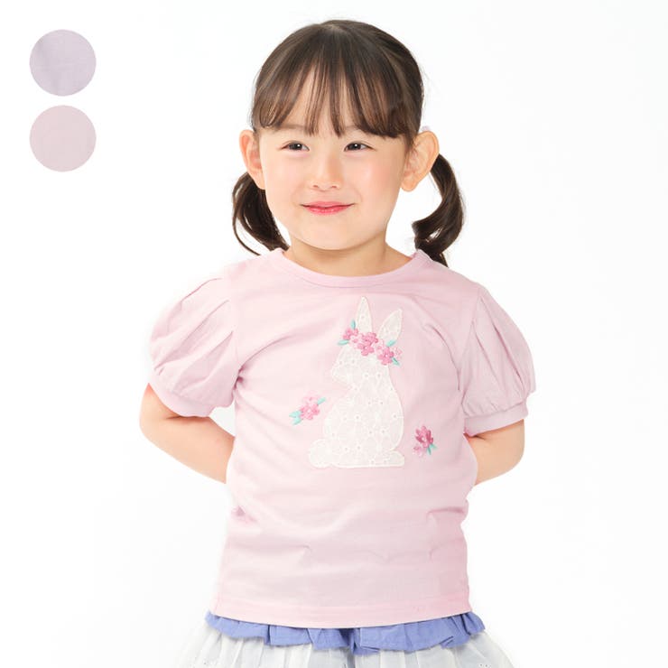 うさぎレースアップリケＴシャツ | こどもの森e-shop | 詳細画像1 
