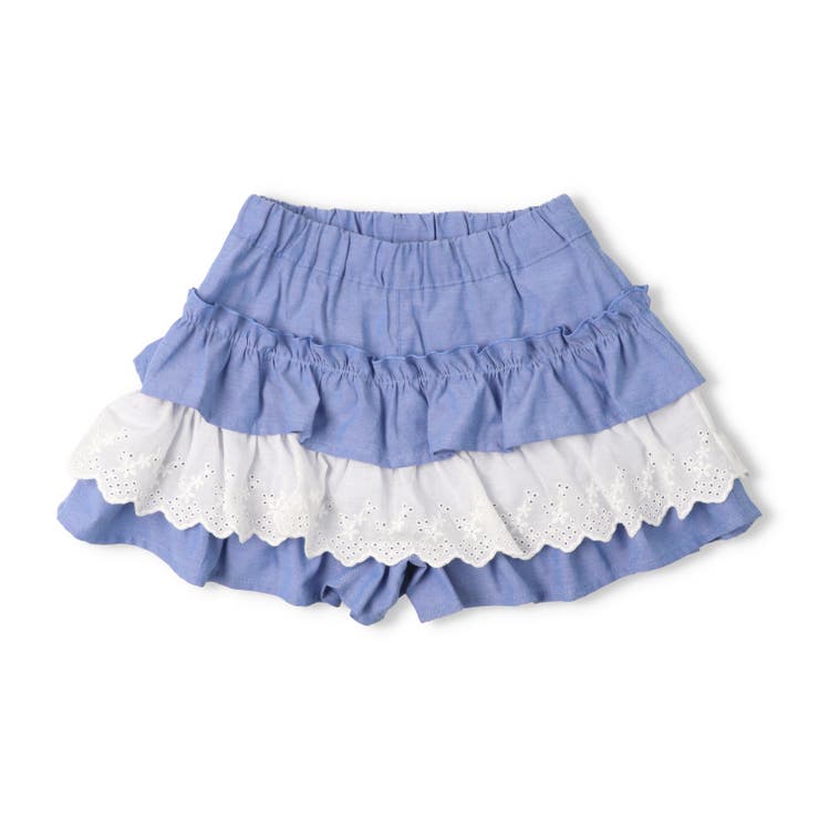 ブルー | ３段フリルショートパンツ | こどもの森e-shop