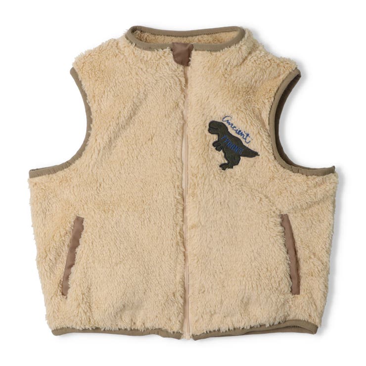 ベージュ | 恐竜アップリケボアベスト | こどもの森e-shop