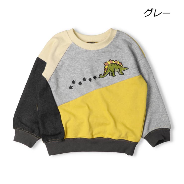 恐竜刺繍切替裏毛トレーナー | こどもの森e-shop | 詳細画像2 