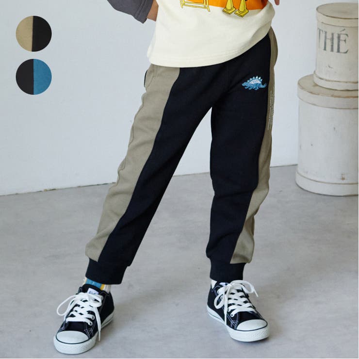 恐竜刺繍切替裾リブ裏毛長パンツ | こどもの森e-shop | 詳細画像1 