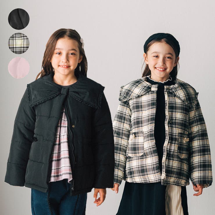無地・チェック柄中綿入りジャケット | こどもの森e-shop | 詳細画像1 