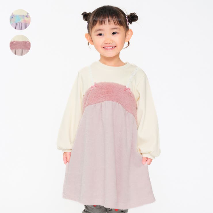 重ね着風ブークレー裏起毛ワンピース | こどもの森e-shop | 詳細画像1 