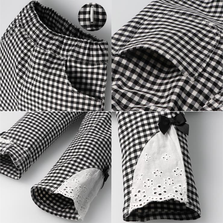 チェック裾レース 無地パール付ストレッチパンツ 80cm～130cm | こどもの森e-shop | 詳細画像6 