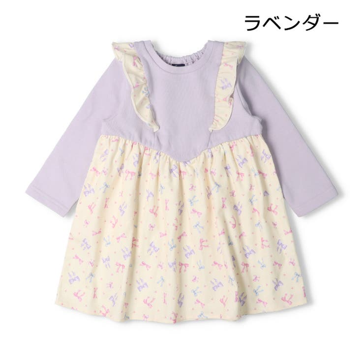 リボン柄切替長袖ワンピース | こどもの森e-shop | 詳細画像2