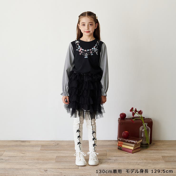 リボン付メッシュジャガード無地レギンス | こどもの森e-shop | 詳細画像10 