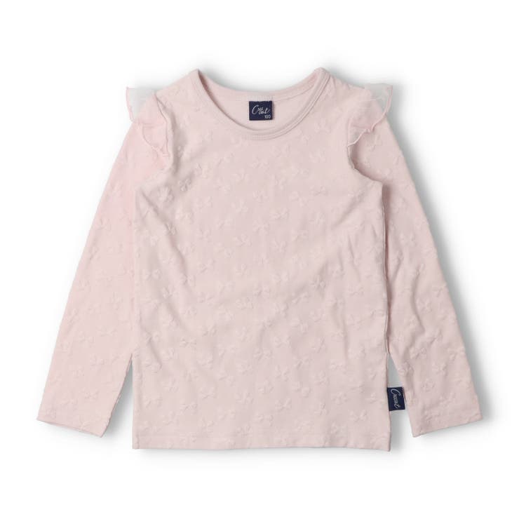 ピンク | リボン柄ジャガード長袖Ｔシャツ | こどもの森e-shop