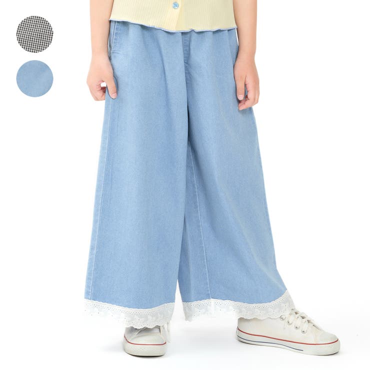 【WEB限定】チェック・デニムワイドパンツ | こどもの森e-shop | 詳細画像1 