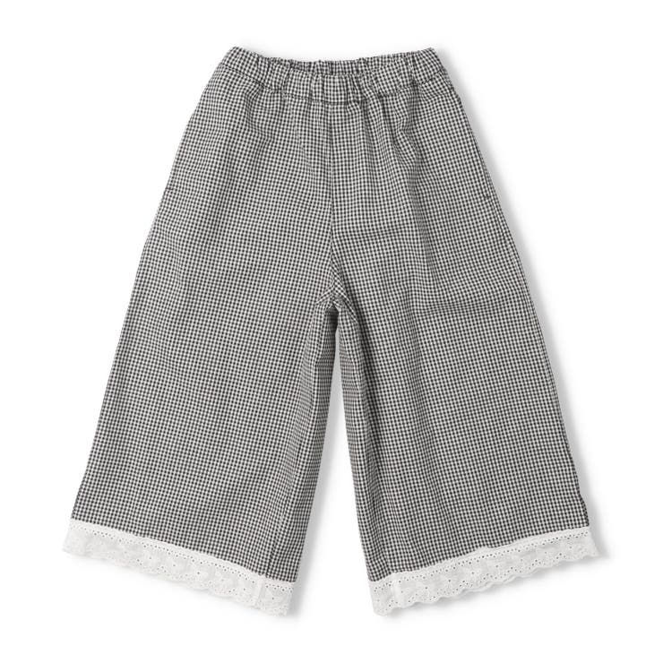 ブラック | 【WEB限定】チェック・デニムワイドパンツ | こどもの森e-shop