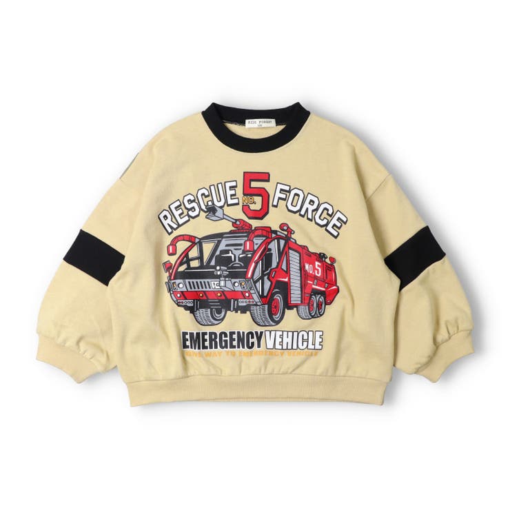 ベージュ | 働く車裏毛トレーナー | こどもの森e-shop