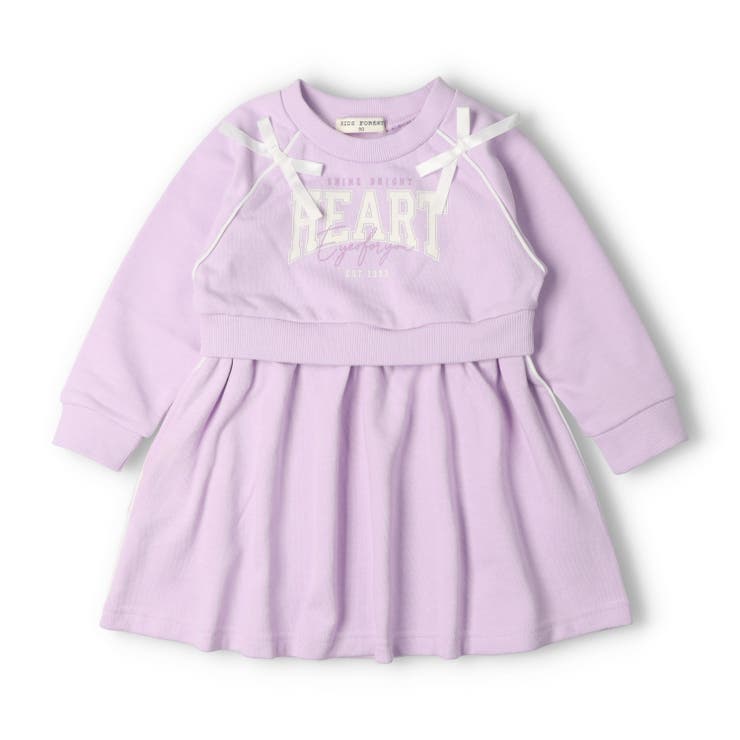 ラベンダー | ロゴプリント切替裏毛ワンピース | こどもの森e-shop
