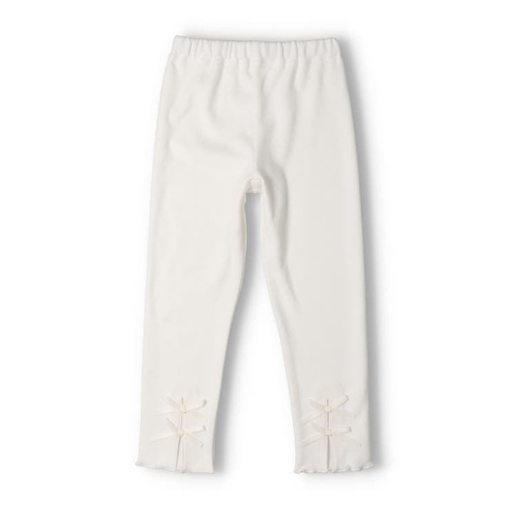 オフホワイト | 裾リボンフライス起毛レギンス | こどもの森e-shop
