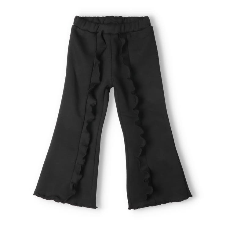 ブラック | フリルデザイン裏起毛長パンツ | こどもの森e-shop