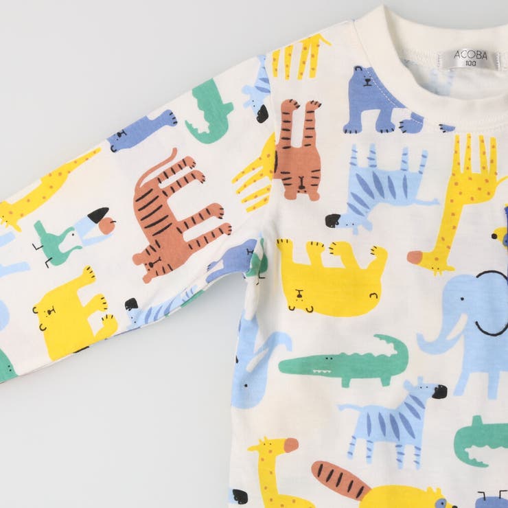 ACOBA 胸ポケット付き動物総柄長袖Ｔシャツ ロンT [品番：MTIK0003384]｜こどもの森e-shop（コドモノモリイーショップ）のキッズファッション通販｜SHOPLIST（ショップリスト）
