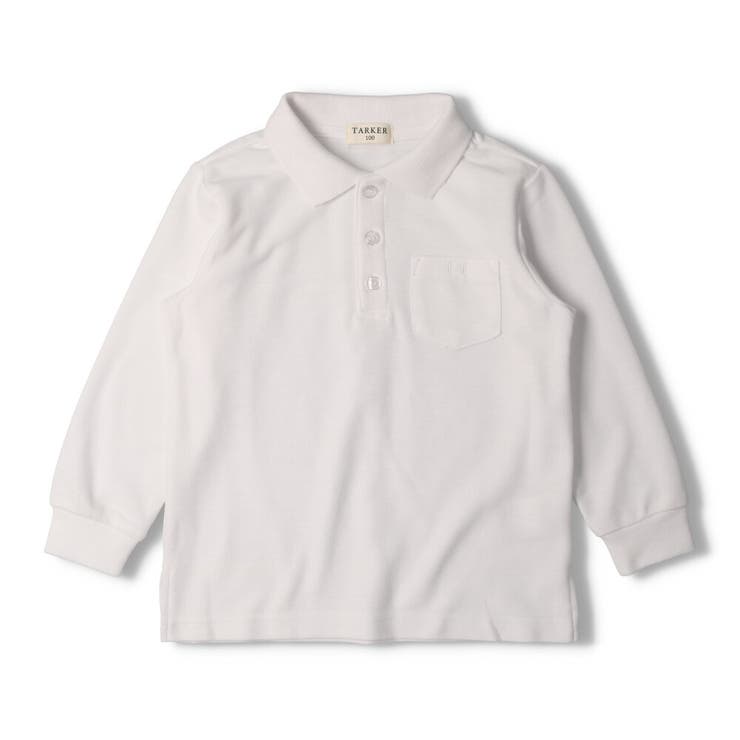 TARKER (ターカー) 鹿の子無地長袖白ポロシャツ | こどもの森e-shop | 詳細画像1 