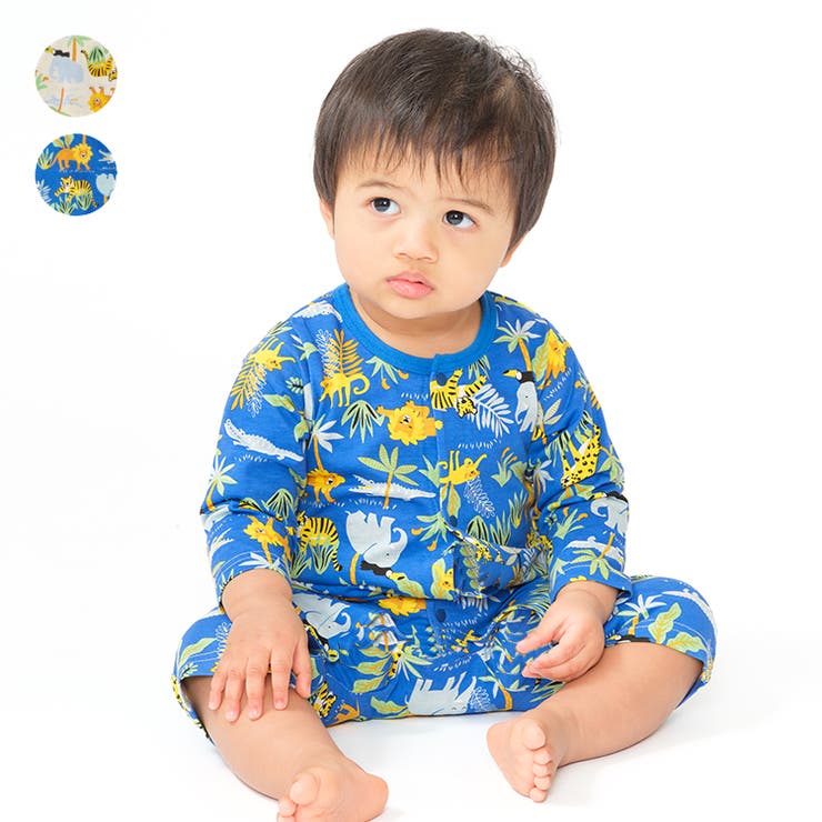 動物総柄長袖ロンパース | こどもの森e-shop | 詳細画像1 