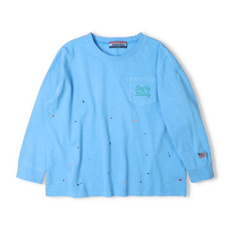 ターコイズブルー | 【WEB限定】ペンキプリントポケット付長袖Ｔシャツ | こどもの森e-shop