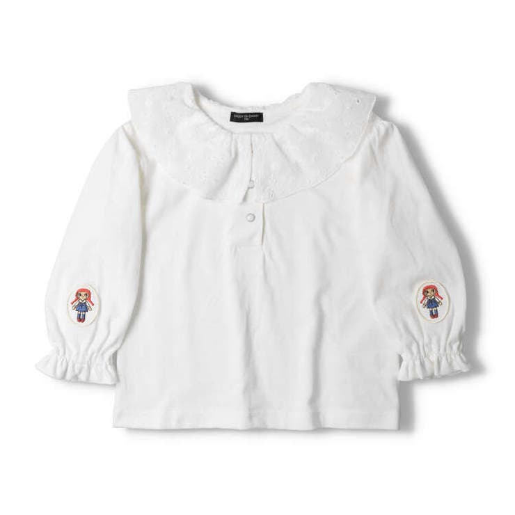 【子供服】DaddyOhDaddy(ダディオダディ)袖ダディコ刺繍入り衿付きブラウス90cm～130cmV22551
