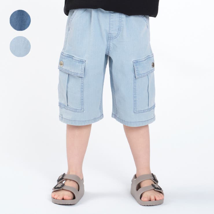 ストレッチデニム6分丈ハーフパンツ 90cm～130cm V33102 | こどもの森e-shop | 詳細画像1 
