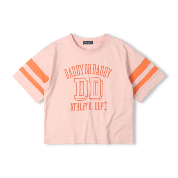 ピンク | ロゴプリント袖ライン半袖Ｔシャツ | こどもの森e-shop