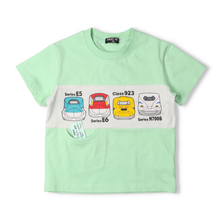グリーン | 新幹線電車プリント切符付半袖Ｔシャツ | こどもの森e-shop