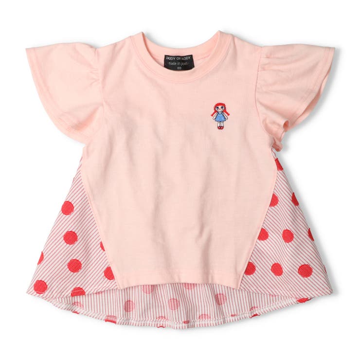 子供服DaddyOhDaddy(ダディオダディ)ダディコ刺繍ドット柄切替チュニックTシャツ90cm～130cmV4285