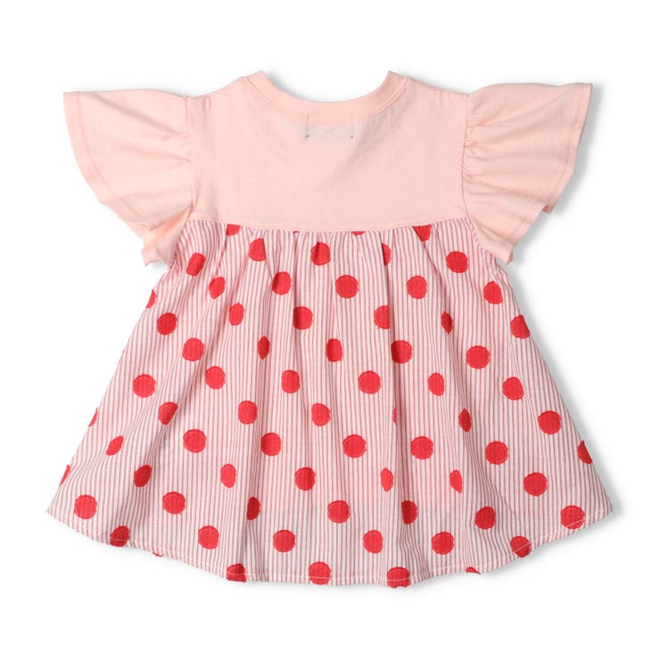 子供服DaddyOhDaddy(ダディオダディ)ダディコ刺繍ドット柄切替チュニックTシャツ90cm～130cmV4285